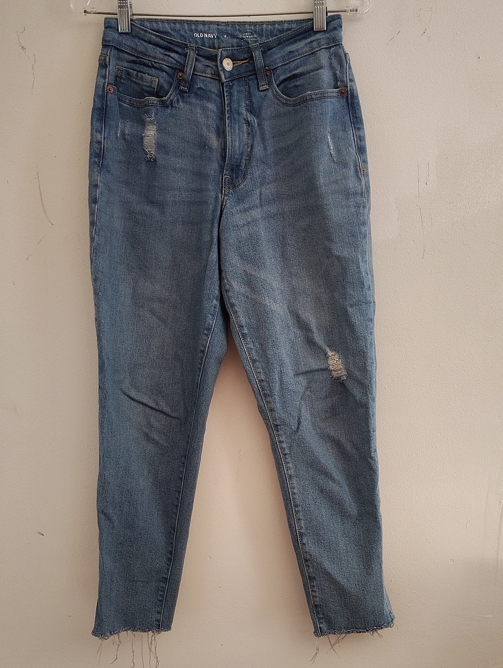 Old Navy Women's Curvy OG Straight Blue Distressed  Jeans
